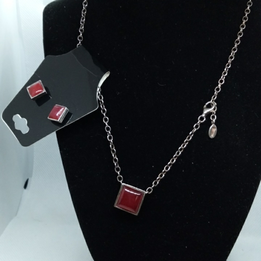 Barse necklace and earrings set sterling silver with dust bag